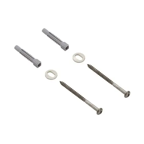 Befestigungsteile von Hansgrohe, bestehend aus zwei Dübel, zwei Schrauben und Unterlegscheiben, für die Montage von UNICA'F Produkten.